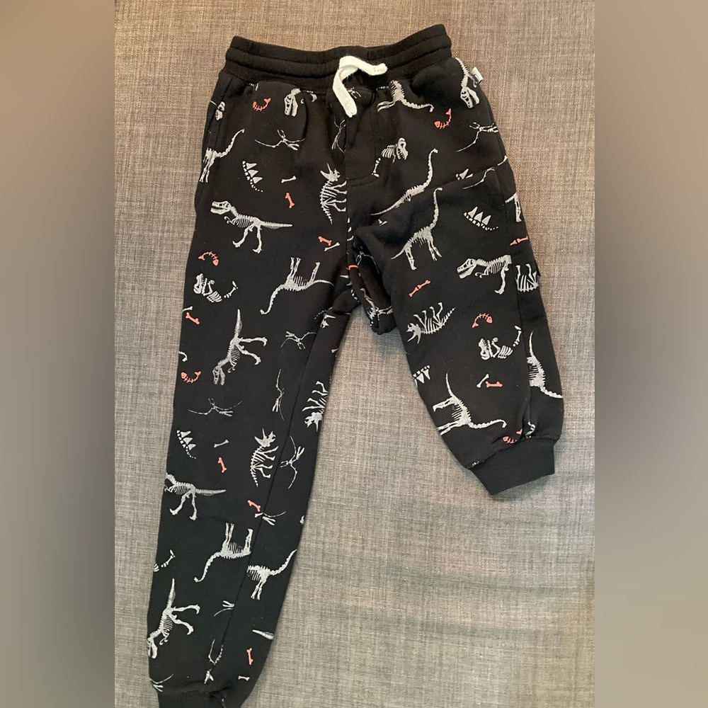 Youth Black Joggers with Dino Bones